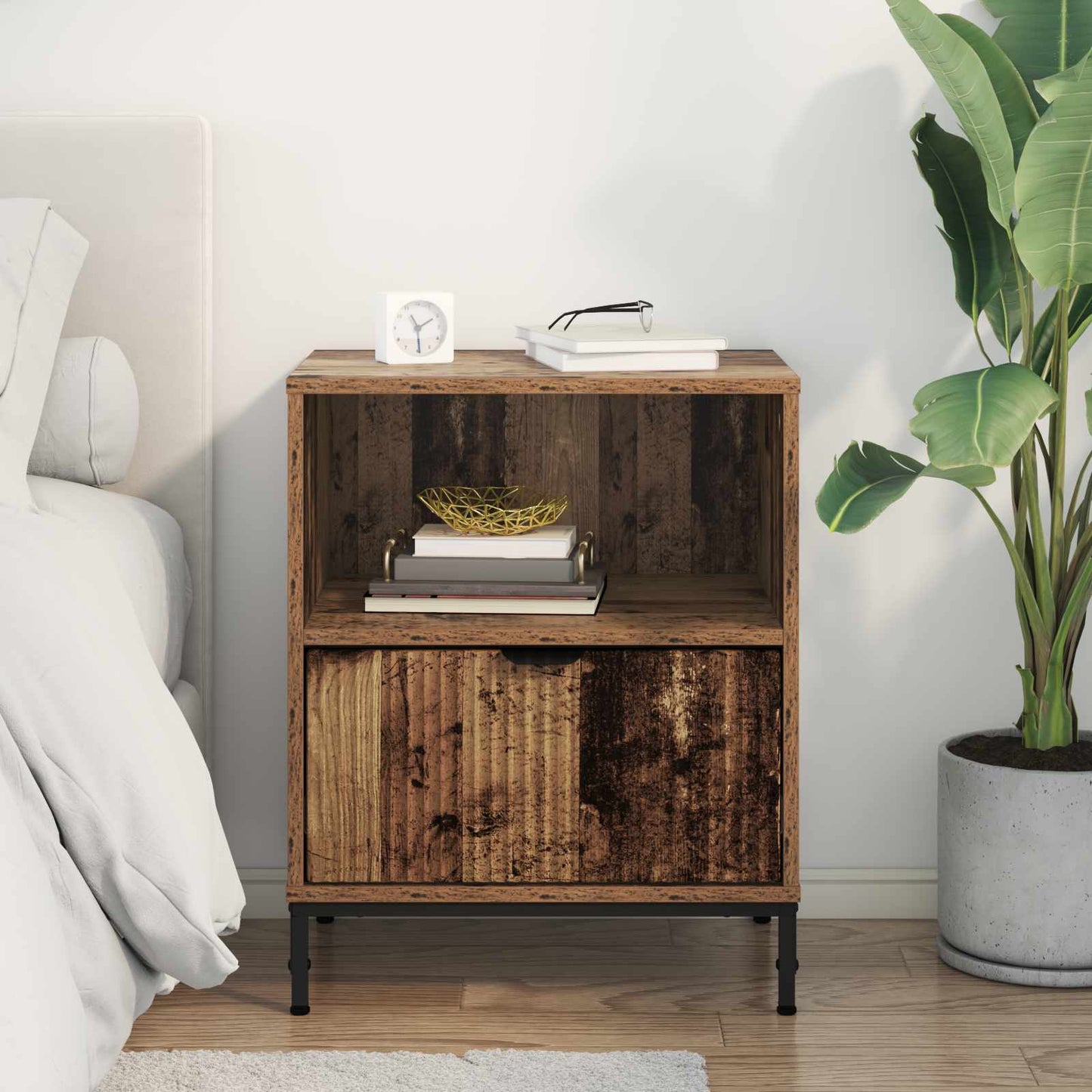 vidaXL Κομοδίνο Παλαιό ξύλο 49 x 36 x 61 εκ Επεξεργασμένο ξύλο