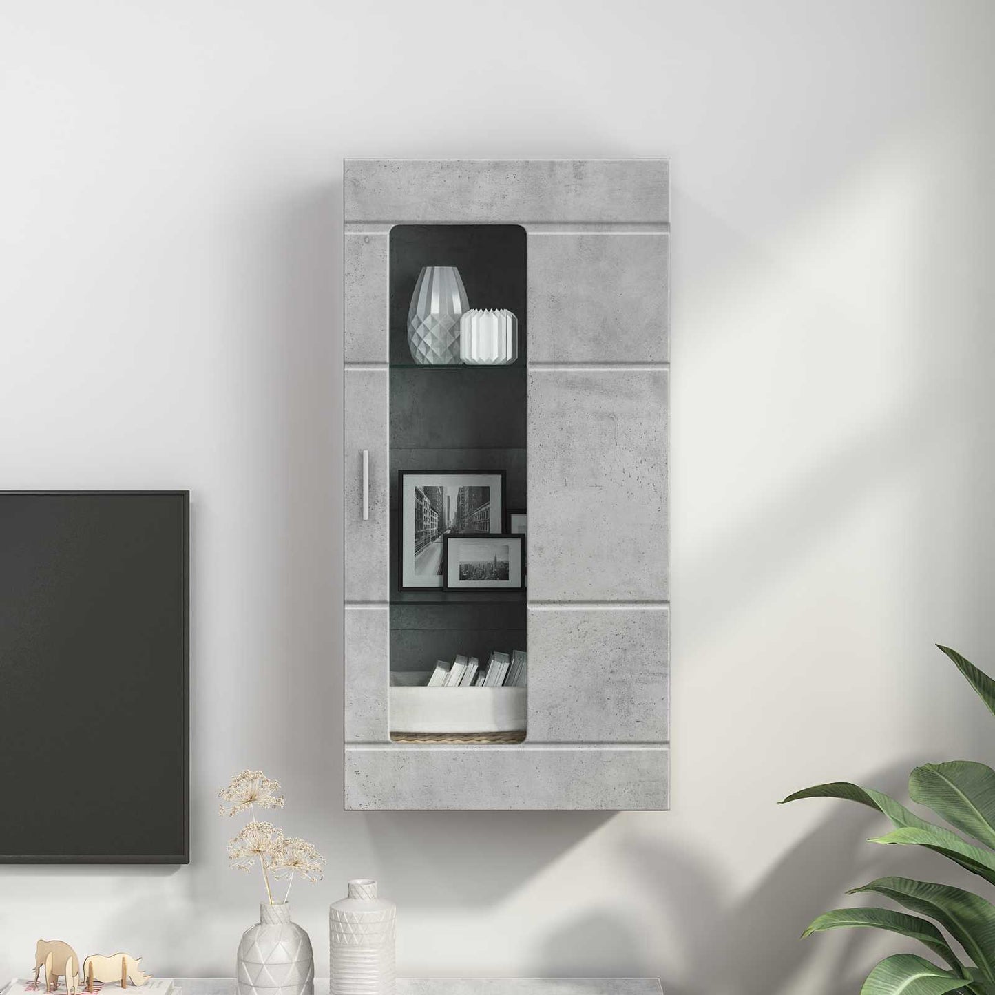 vidaXL Ντουλάπα τοίχου Γκρι σκυροδέματος 55 x 29 x 100 εκ