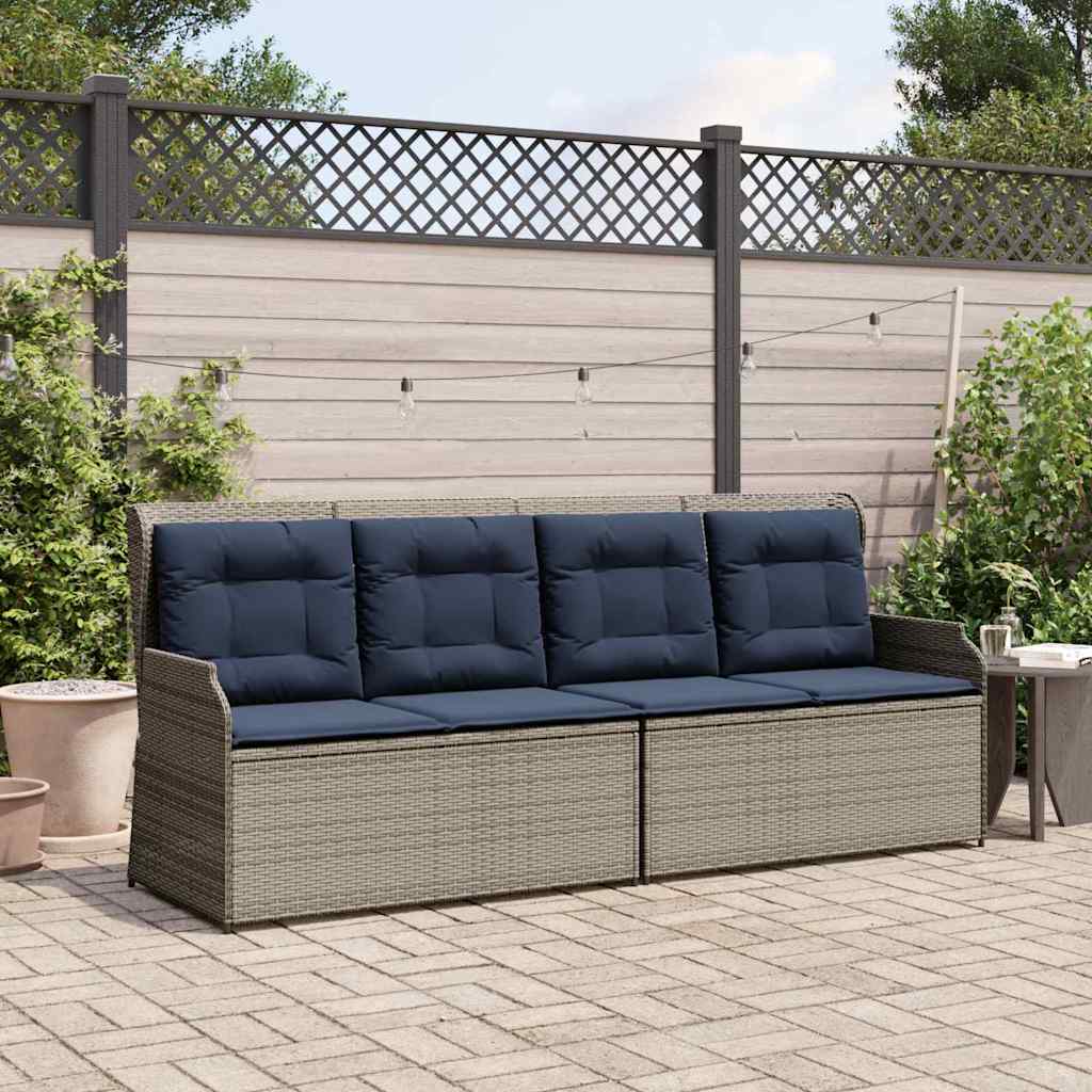 vidaXL Παγκάκι κήπου 2-θέσια Γκρι και Navy Blue συνθετικό ρατάν