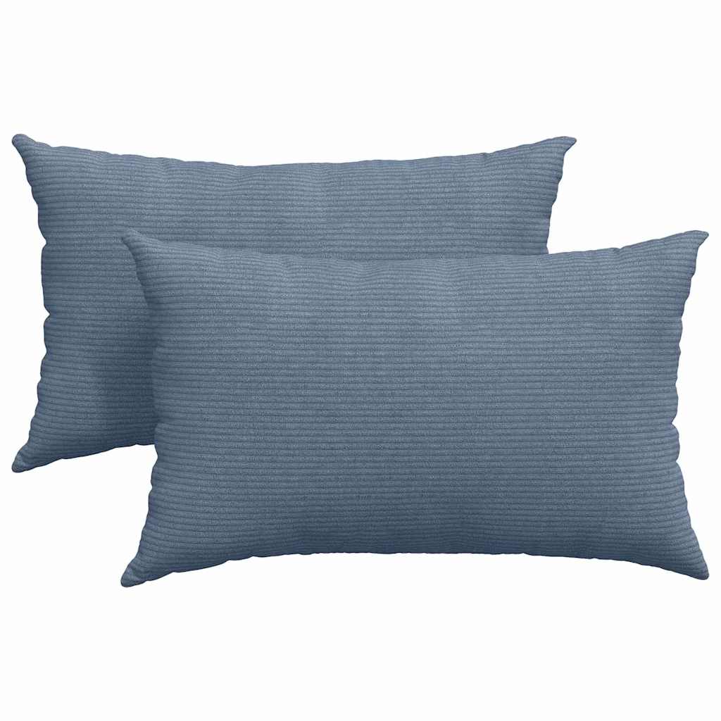 vidaXL Μαξιλάρι Καναπέ 2 pcs Μπλε 50 x 30 cm Υφασμάτινο Κορντουρά