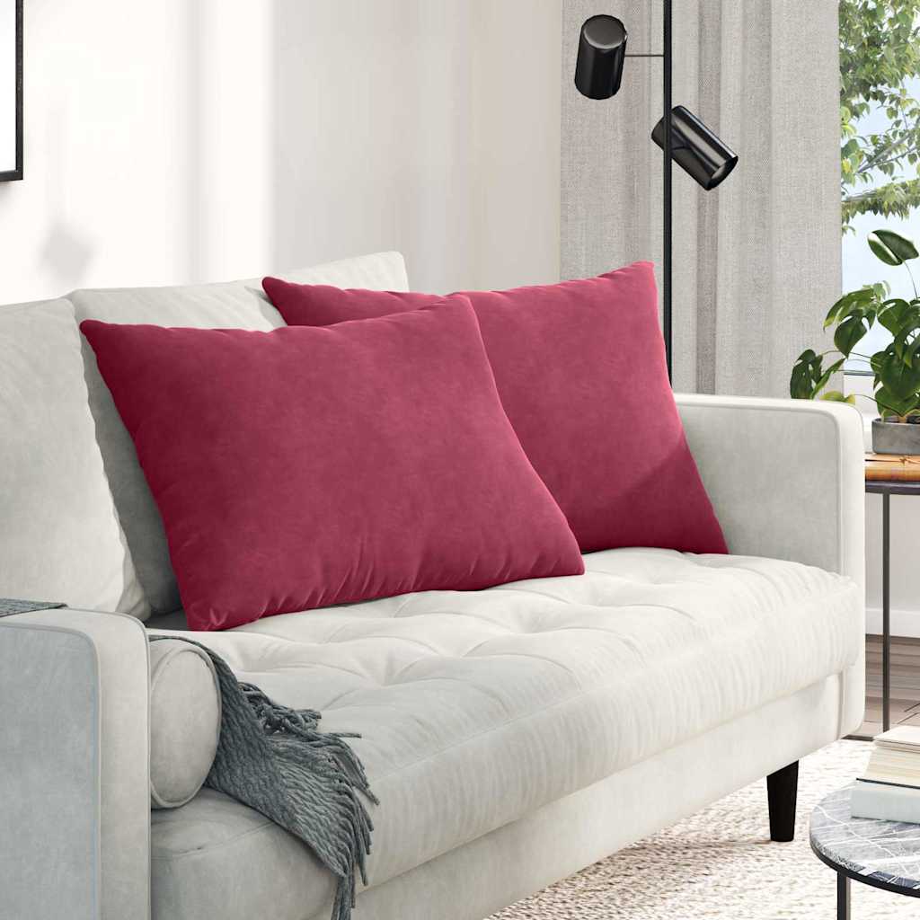 vidaXL Μαξιλάρι Καναπέ 2 pcs Κόκκινο 70 x 50 cm Υφασμάτινο Κορντουρά