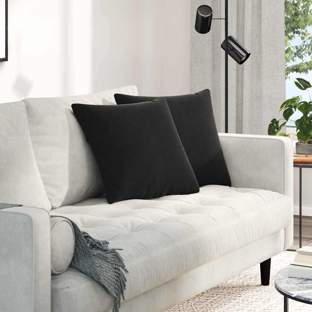 vidaXL Μαξιλάρι Καναπέ 2 pcs Μαύρο 45 x 45 cm Υφασμάτινο Κορντουρά