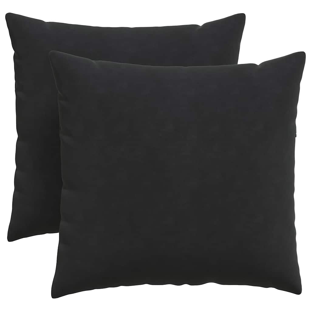 vidaXL Μαξιλάρι Καναπέ 2 pcs Μαύρο 45 x 45 cm Υφασμάτινο Κορντουρά