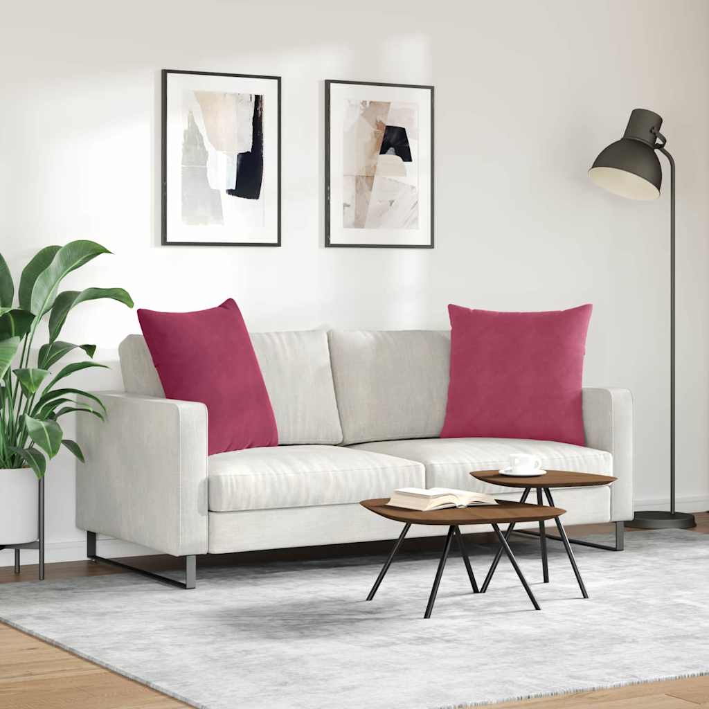 vidaXL Μαξιλάρι Καναπέ 2 pcs Κόκκινο 80 x 80 cm Υφασμάτινο Κορντουρά