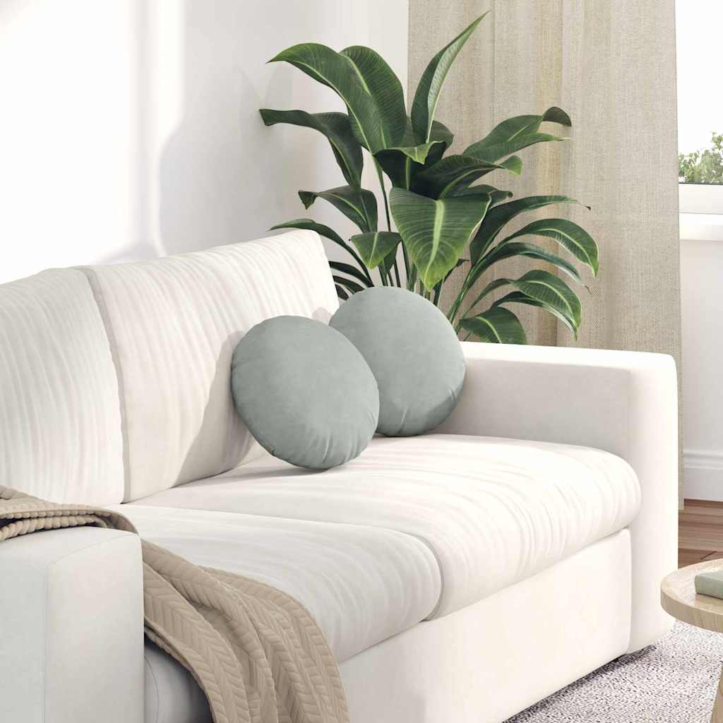 vidaXL Μαξιλάρια καθισμάτων 2 pcs Ανοιχτό γκρι Ø 40 x 13 εκ. Βελούδο