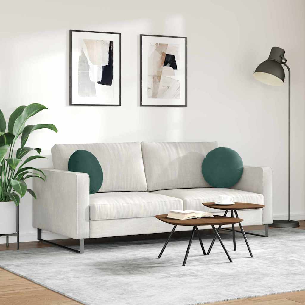 vidaXL Μαξιλάρια καθισμάτων 2 pcs Σκούρο Πράσινο Ø 40 x 13 εκ. Βελούδο