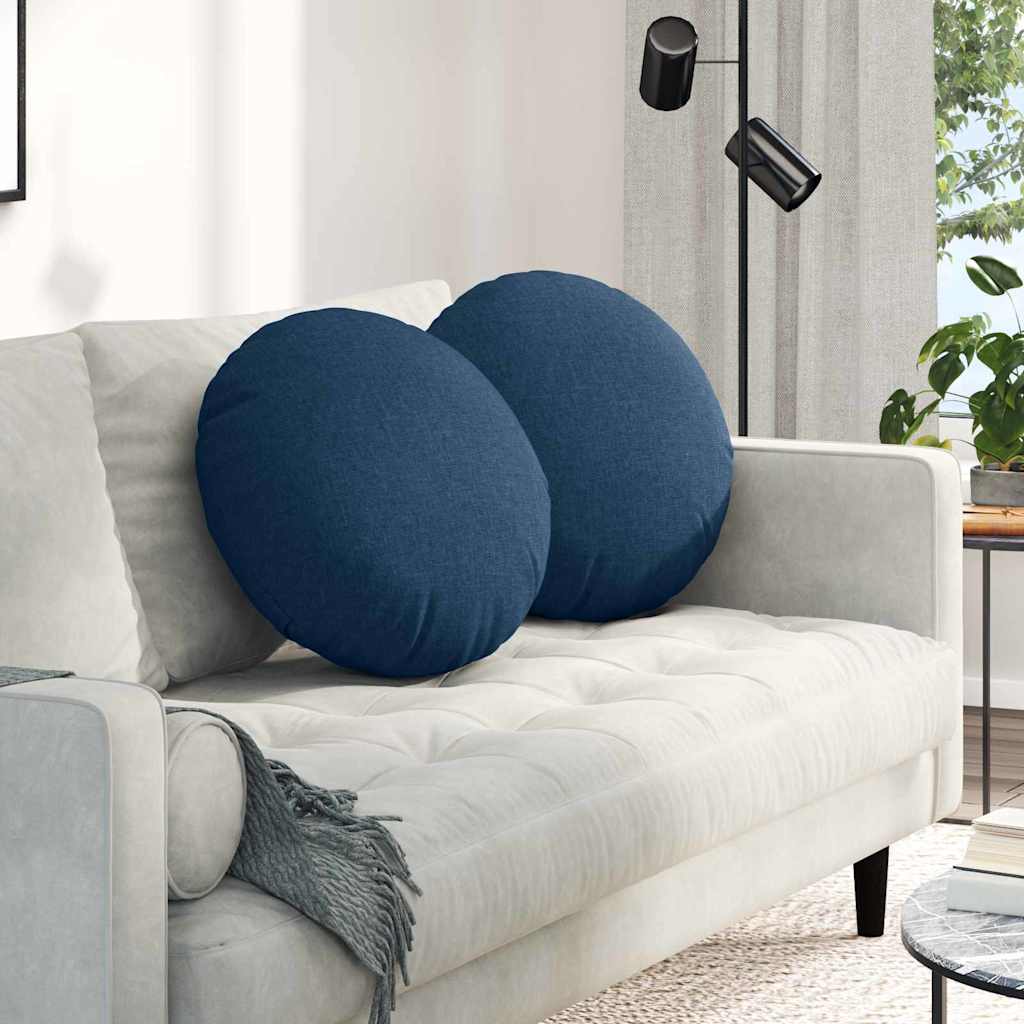 vidaXL Μαξιλάρια καθισμάτων 2 τμχ. Ύφασμα Μπλε Ø50 x 19 εκ