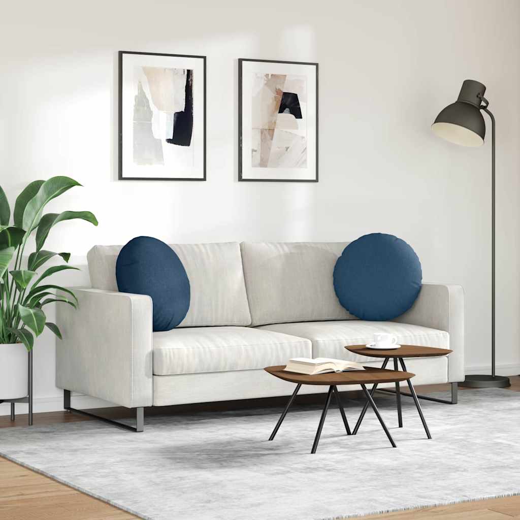 vidaXL Μαξιλάρια καθισμάτων 2 τμχ. Ύφασμα Μπλε Ø50 x 19 εκ