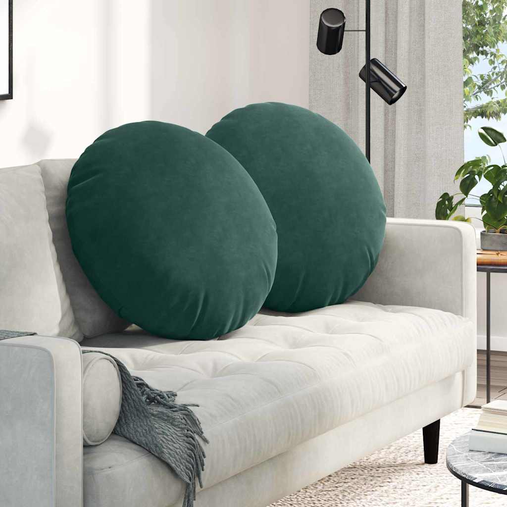 vidaXL Μαξιλάρια καθισμάτων 2 pcs Σκούρο Πράσινο Ø80 x 29 εκ Βελούδο
