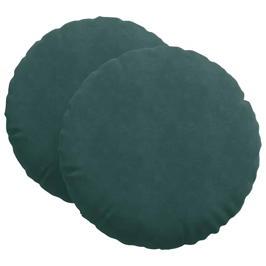 vidaXL Μαξιλάρια καθισμάτων 2 pcs Σκούρο Πράσινο Ø80 x 29 εκ Βελούδο