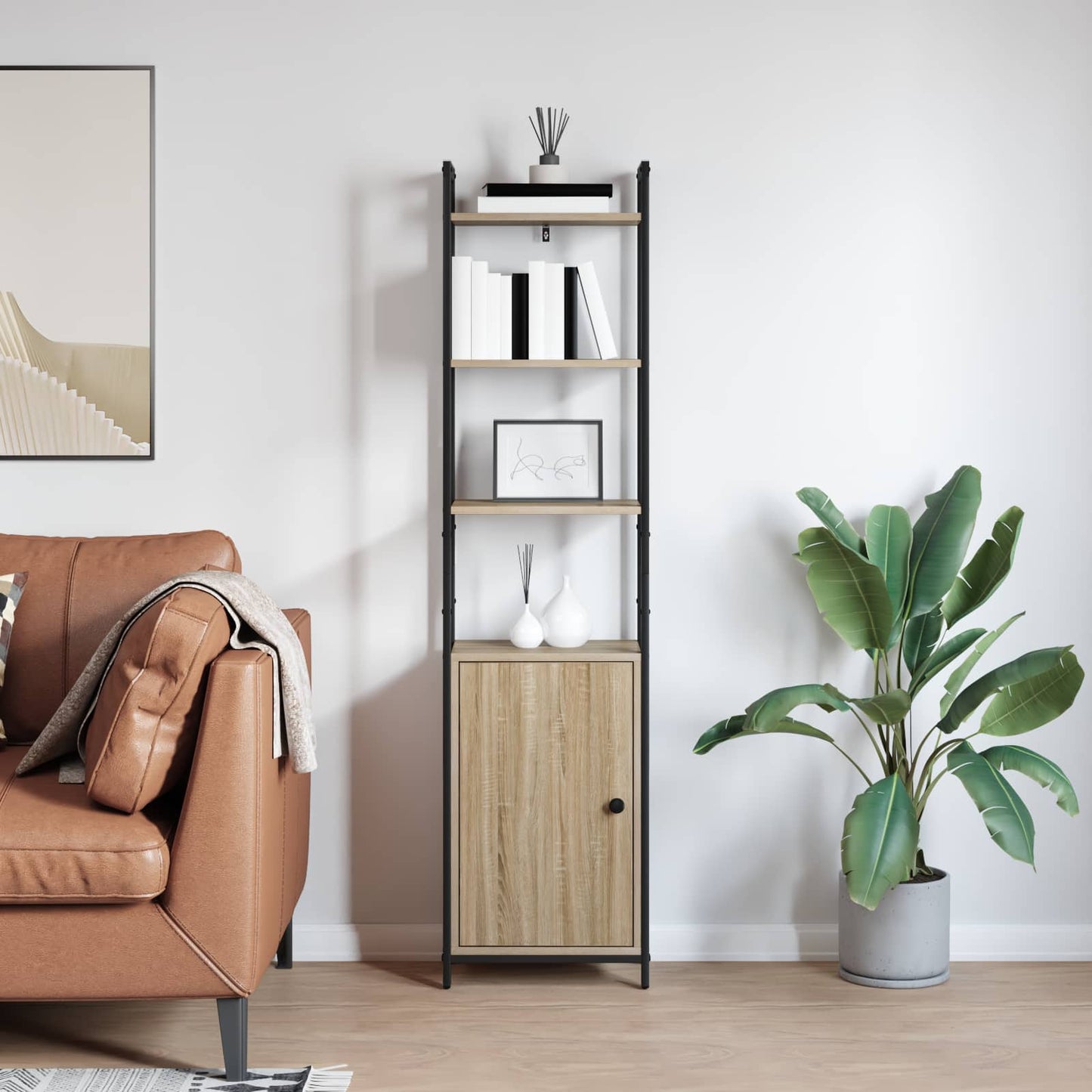 vidaXL Βιβλιοθήκη Δρύς Sonoma 40 x 24 x 161 εκ Επεξεργασμένο ξύλο