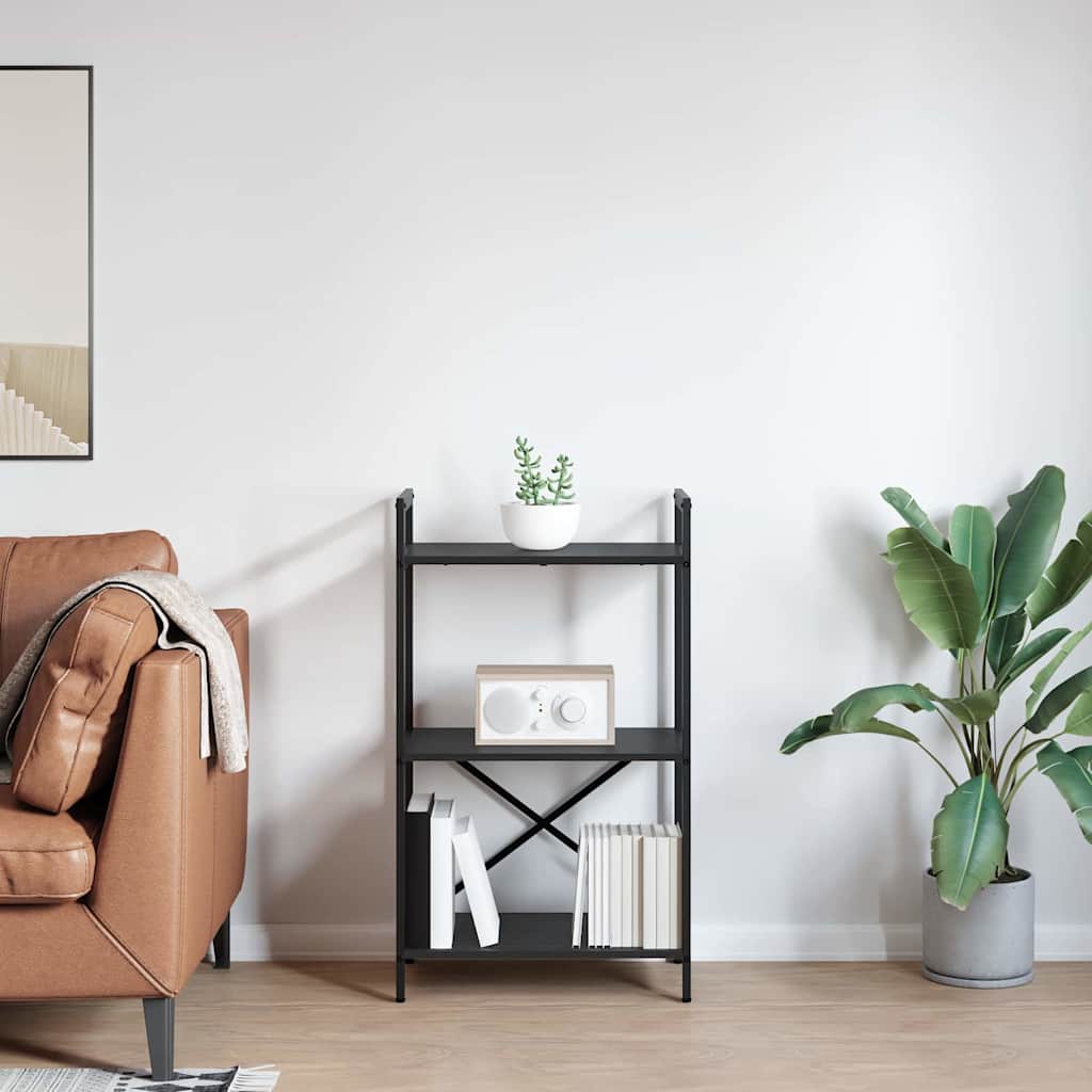 vidaXL Ράφι Βιβλίων Μαύρη Οξυά 56 x 34 x 96 εκ Επεξεργασμένο ξύλο