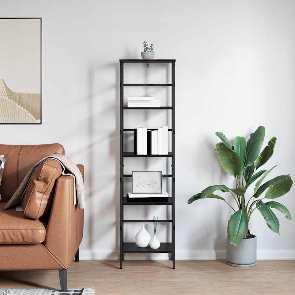 vidaXL Ράφι Βιβλίων Μαύρη Οξυά 40 x 29,5 x 149 εκ Επεξεργασμένο ξύλο