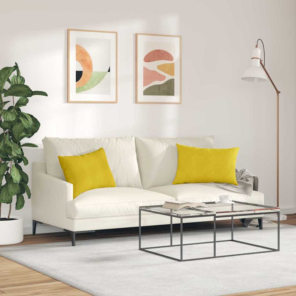 vidaXL Μαξιλάρι Καναπέ 2 pcs Κίτρινο 60 x 40 cm Υφασμάτινο Κορντουρά