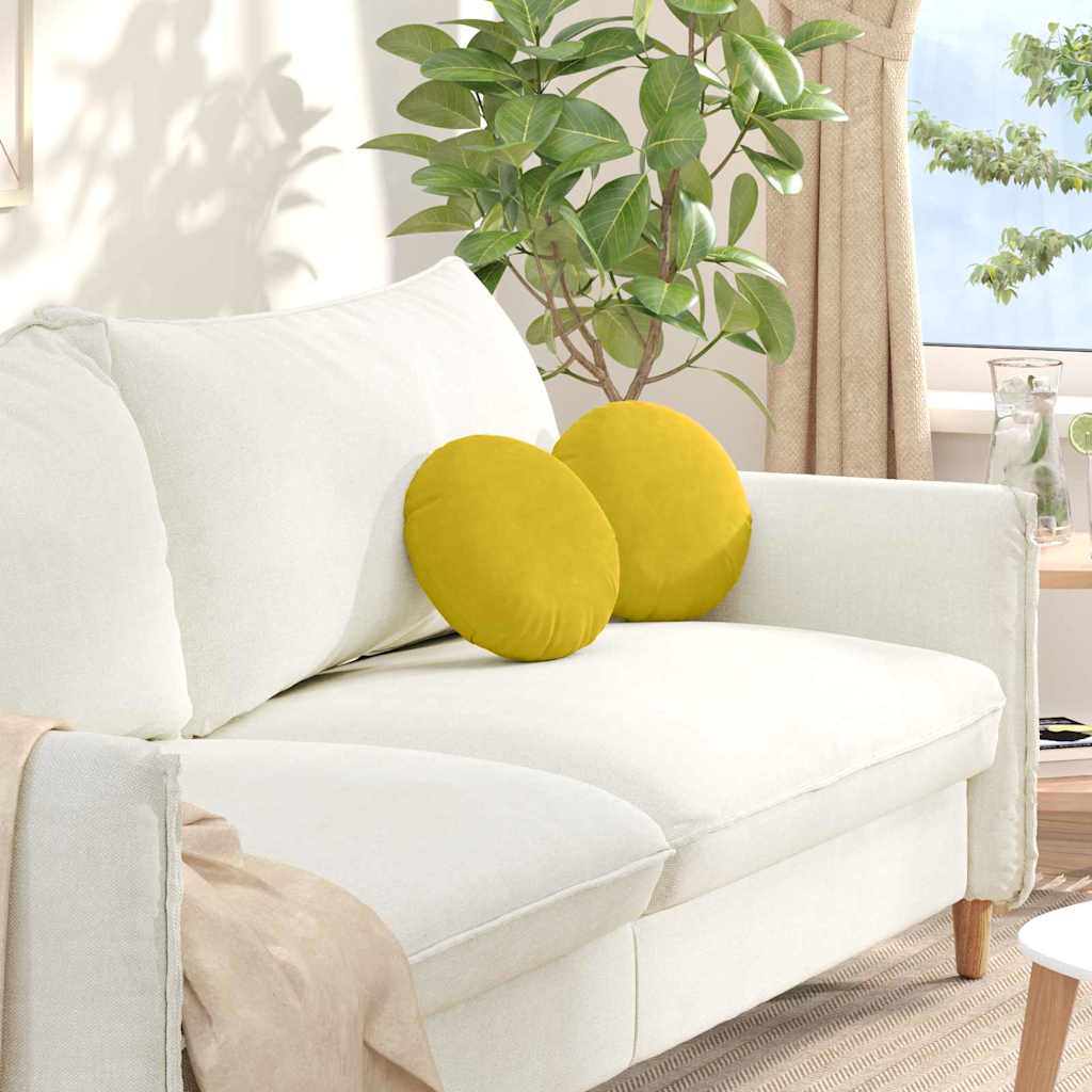 vidaXL Μαξιλάρια καθισμάτων 2 pcs Κίτρινο Ø 40 x 13 εκ. Βελούδο
