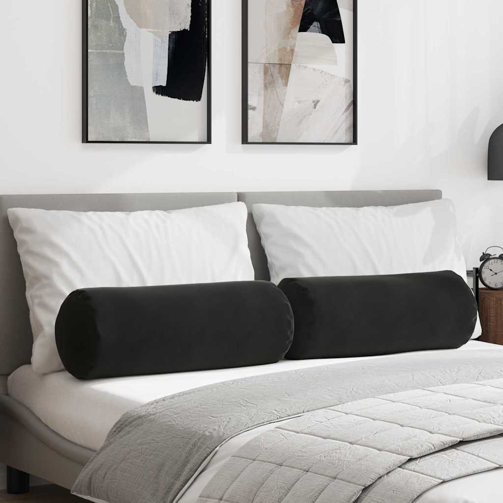 vidaXL Μαξιλάρια Στήριγμα 2 pcs Μαύρο Ø 25 x 70 cm