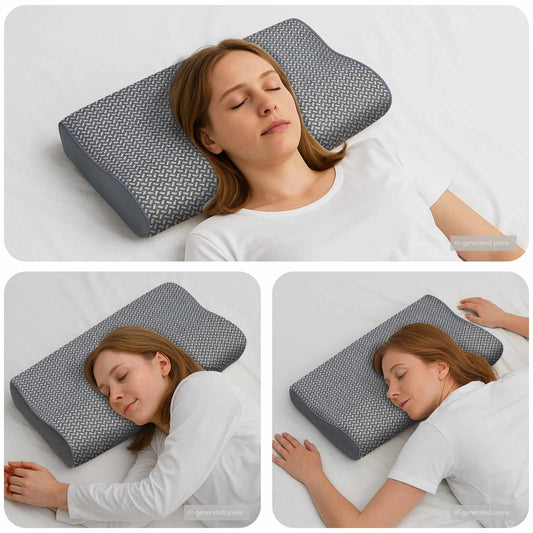 vidaXL Μαξιλάρι λαιμού Γκρι Αφρός Μνήμης 59 x 34 x 12 εκ