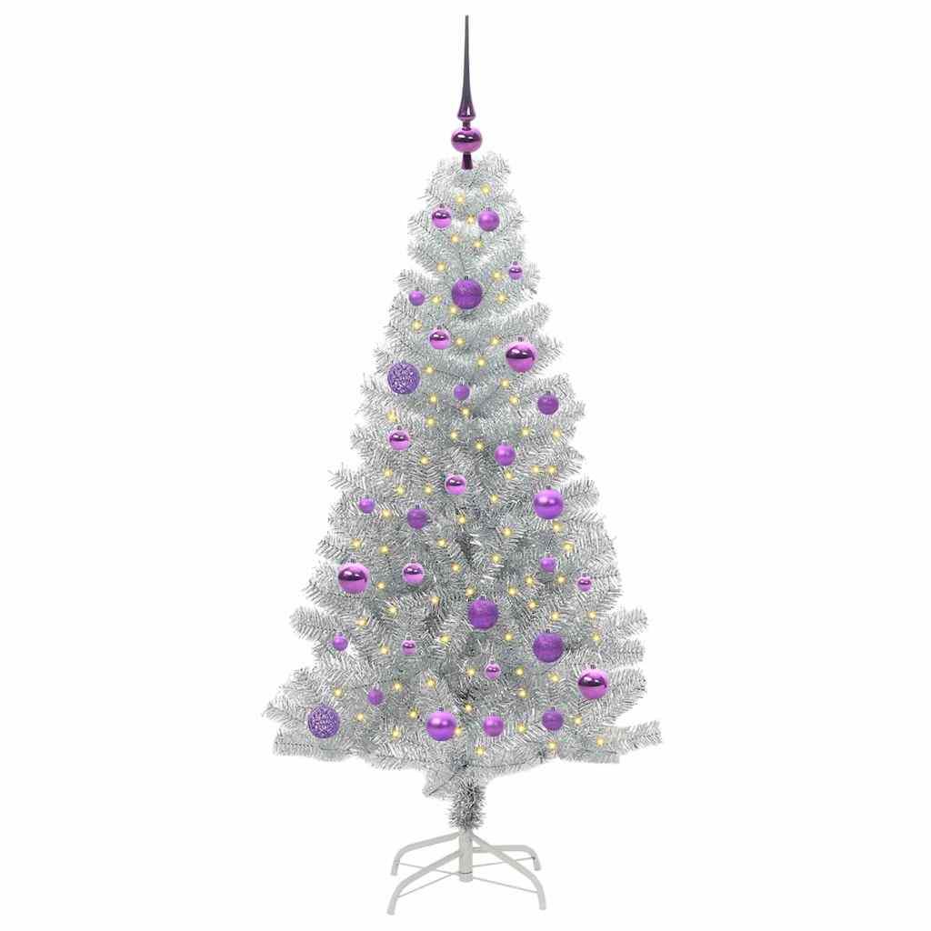 vidaXL Χριστουγεννιάτικο Δέντρο Ασημί 150 cm PET