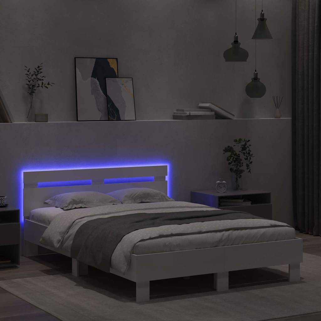 vidaXL Σκελετός Κρεβατιού Λευκό 137 x 190 cm Επεξεργασμένο Ξύλο