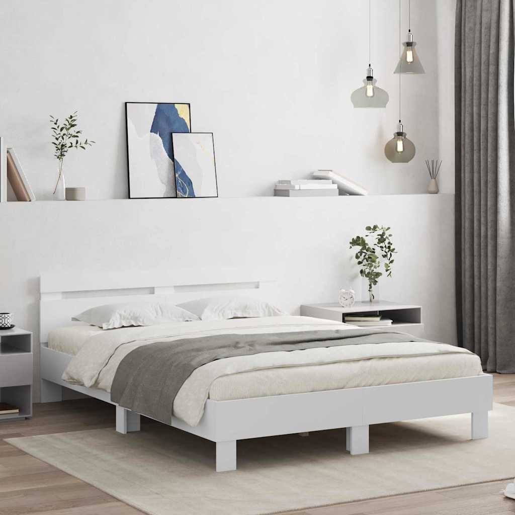 vidaXL Σκελετός Κρεβατιού Λευκό 137 x 190 cm Επεξεργασμένο Ξύλο
