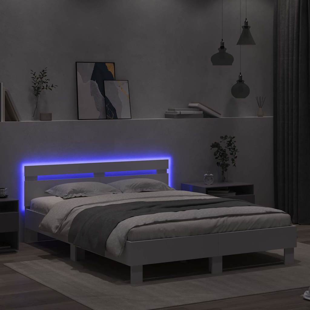 vidaXL Σκελετός Κρεβατιού Λευκό 152 x 203 cm Επεξεργασμένο Ξύλο