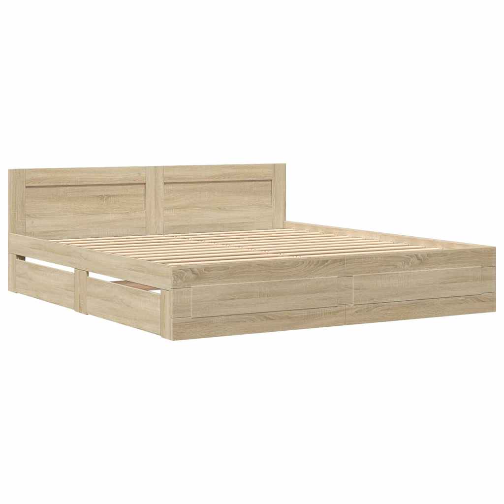 vidaXL Σκελετός Κρεβατιού Sonoma 193 x 203 cm Επεξεργασμένο Ξύλο