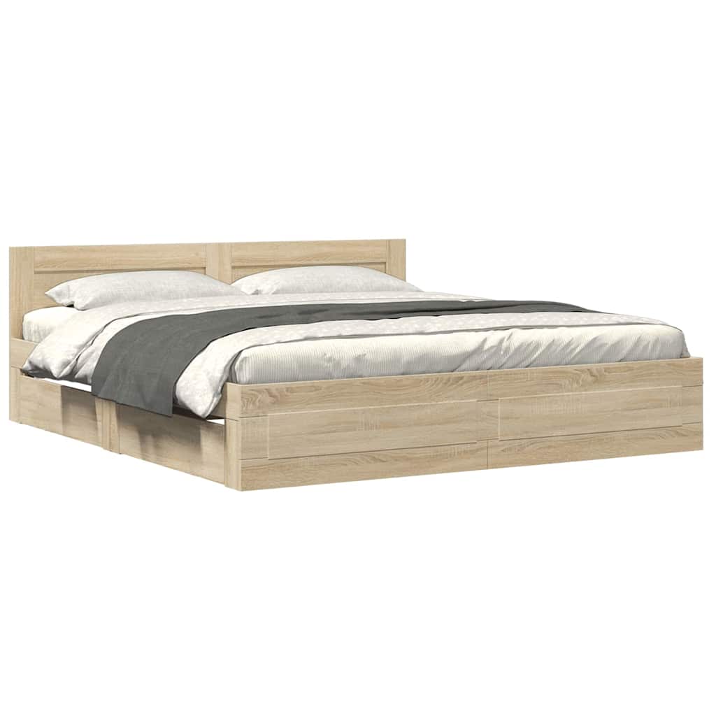 vidaXL Σκελετός Κρεβατιού Sonoma 193 x 203 cm Επεξεργασμένο Ξύλο