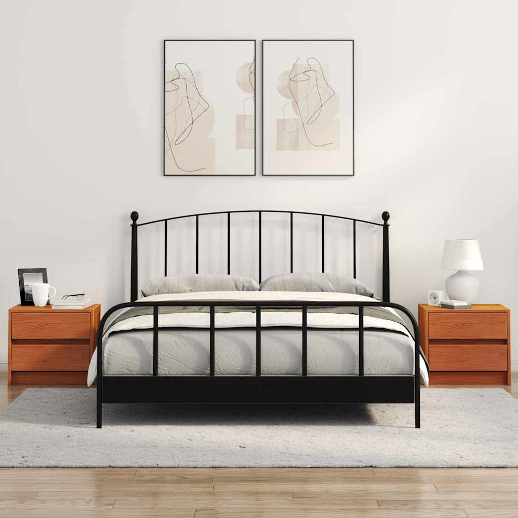 vidaXL Κομοδίνα 2 τεμ. Κερωτό καφέ 40 x 30.5 x 35.5 εκ Ξύλο Πεύκου