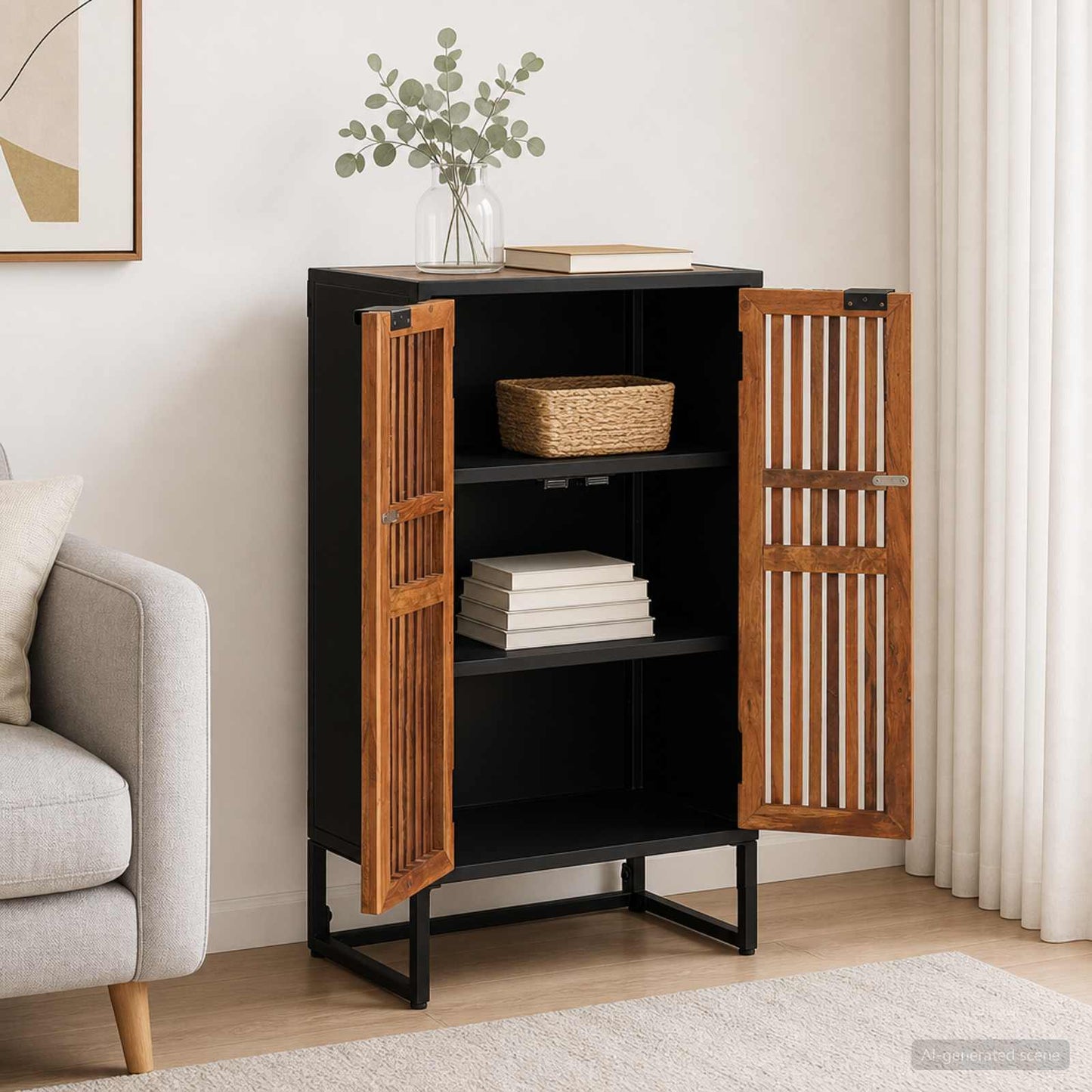 vidaXL Highboard 53 x 30 x 95 εκ. Στερεό Ξύλο Μάνγκο και Μηχανικά Ξύλα