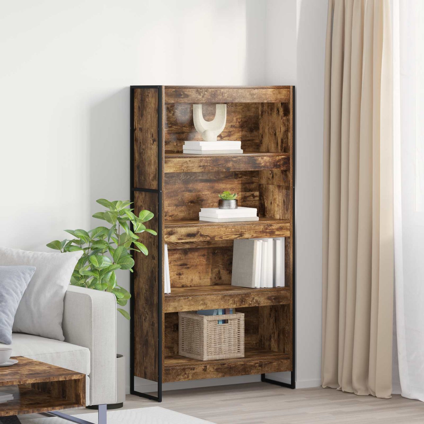 vidaXL Βιβλιοθήκη 2 pcs Καπνιστό Δρύς 80 x 30 x 155 εκ