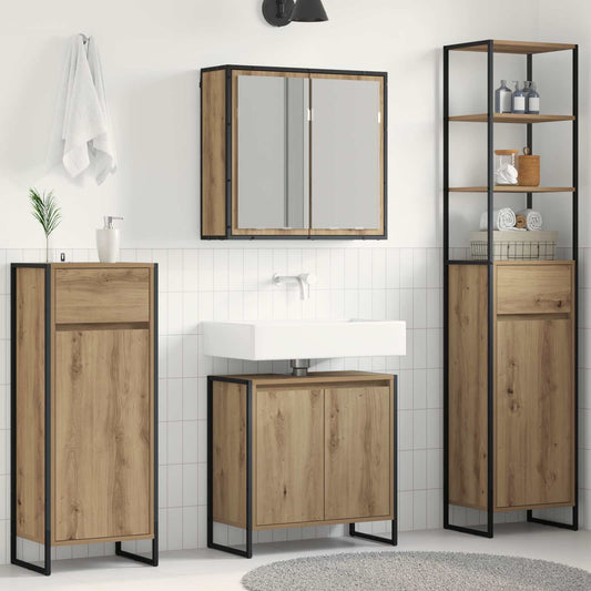 vidaXL Σετ Επίπλων Μπάνιου 4 τεμ. Artisan Oak Επεξεργασμένο Ξύλο