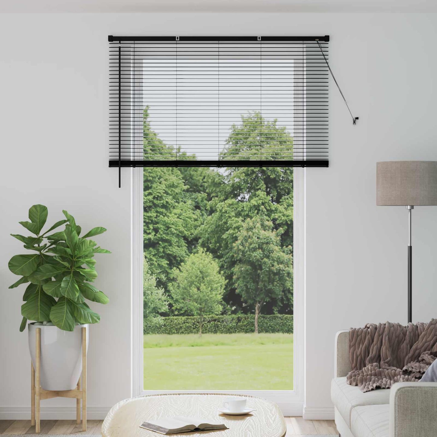 vidaXL Βενετσιάνικη Σκίαση Μαύρο 213 x 160 εκ 25 mm PVC
