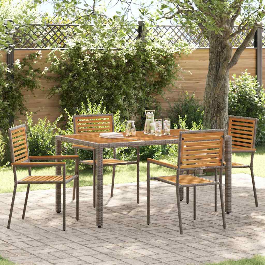 vidaXL Καρέκλες κήπου που σωριάζονται 4 pcs Καφέ και Γκρίζο