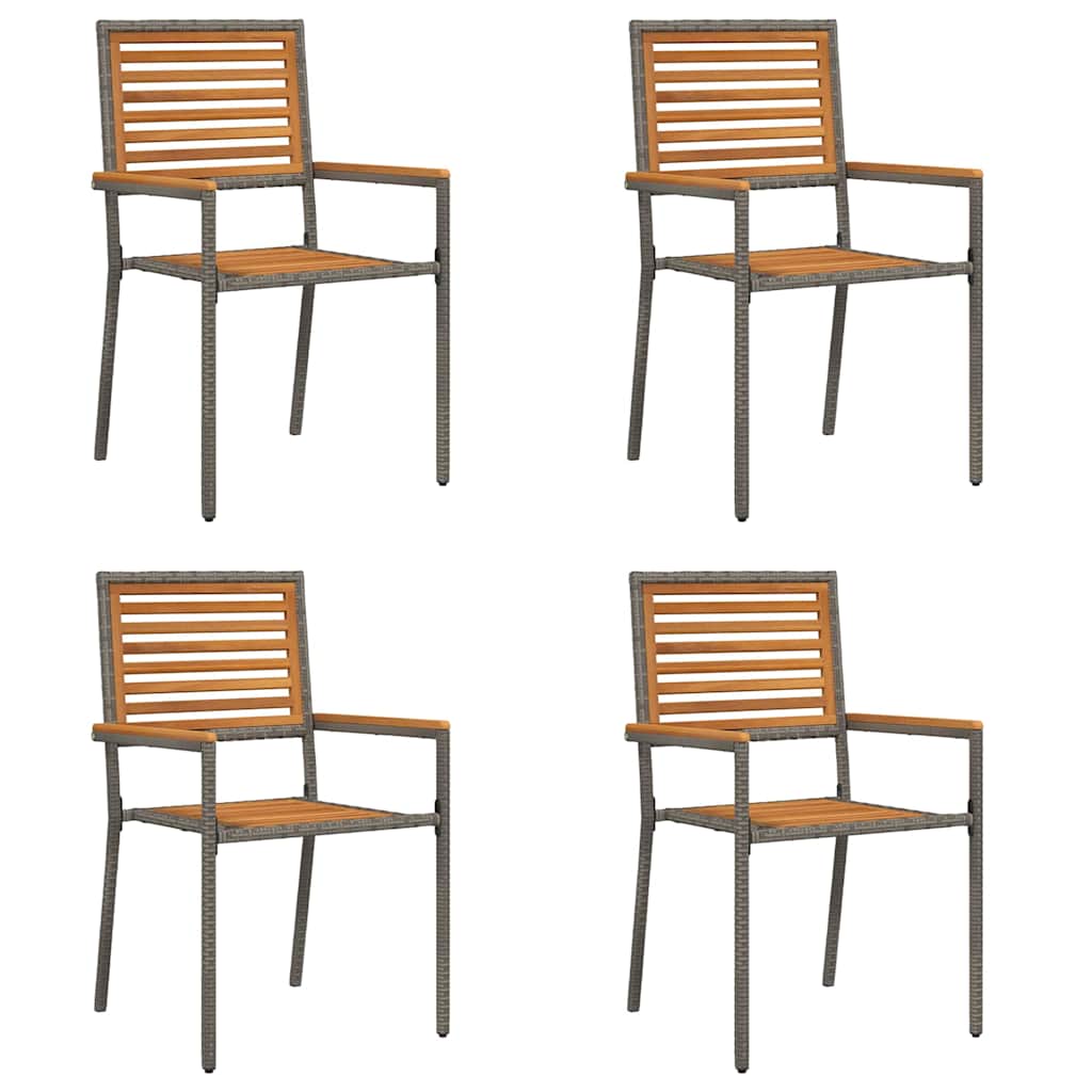 vidaXL Καρέκλες κήπου που σωριάζονται 4 pcs Καφέ και Γκρίζο