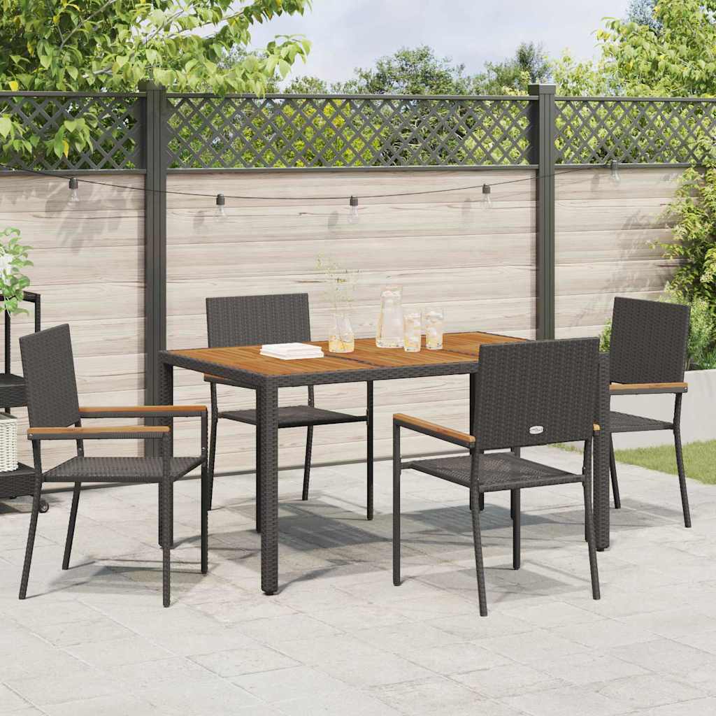 vidaXL Καρέκλες κήπου που σωριάζονται 4 pcs Μαύρο και Καφέ