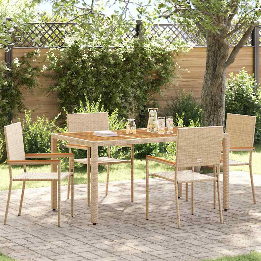 vidaXL Καρέκλες κήπου που σωριάζονται 4 pcs Κρέμα και Καφέ