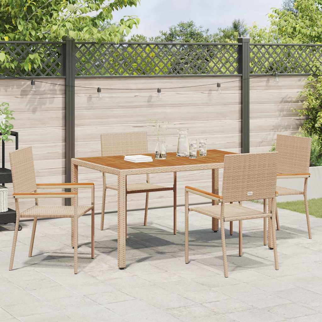 vidaXL Καρέκλες κήπου που σωριάζονται 4 pcs Κρέμα και Καφέ
