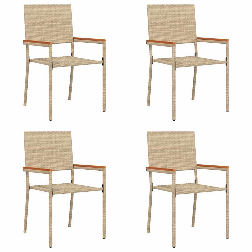 vidaXL Καρέκλες κήπου που σωριάζονται 4 pcs Κρέμα και Καφέ