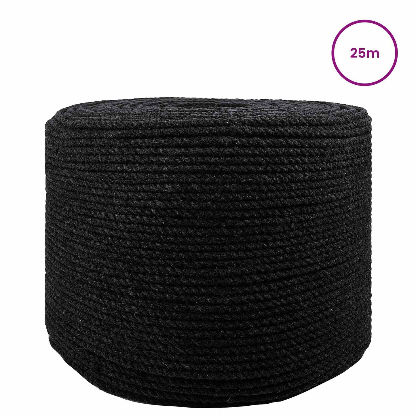 vidaXL Κωτόσχοινo 6 mm 25 m Μαύρο 100% Βαμβάκι