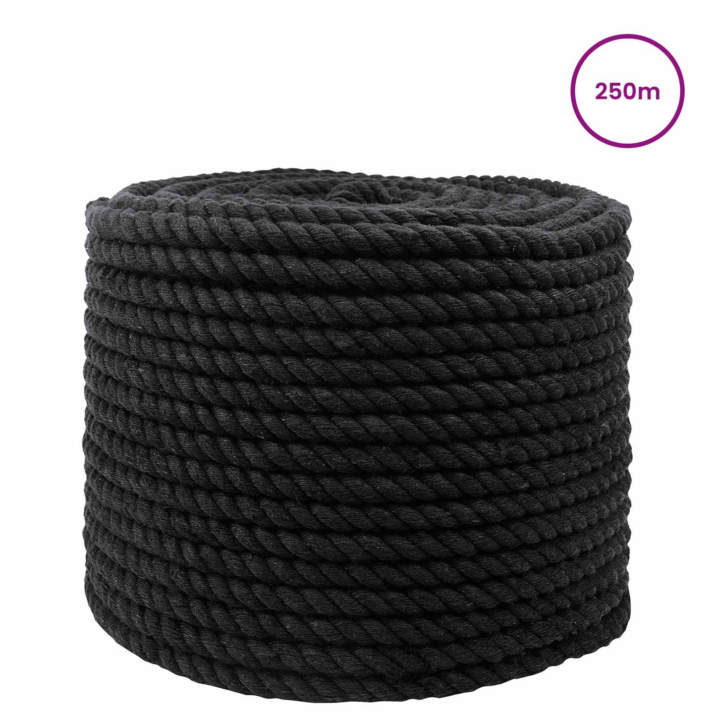 vidaXL Κωτόσχοινo 14 mm 250 m Μαύρο 100% Βαμβάκι