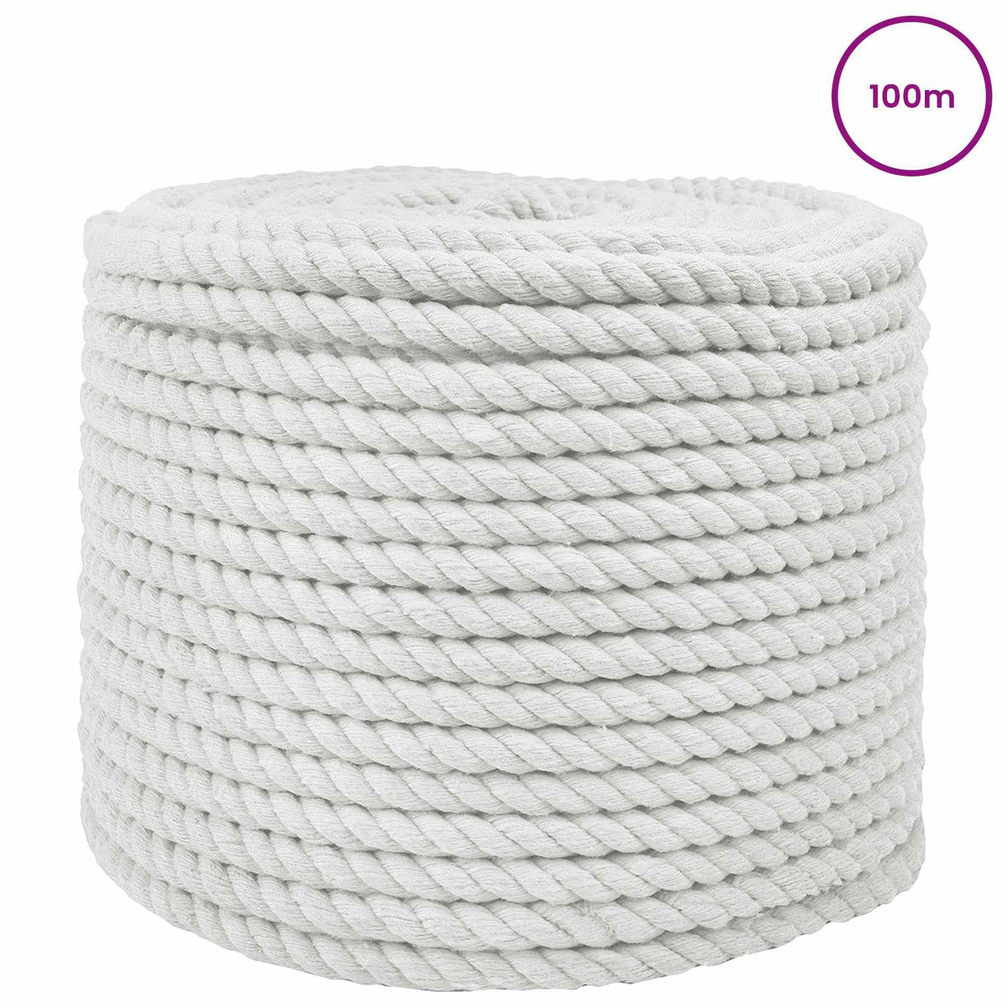 vidaXL Κωτόσχοινo 12 mm 100 m Λευκό 100% Βαμβάκι