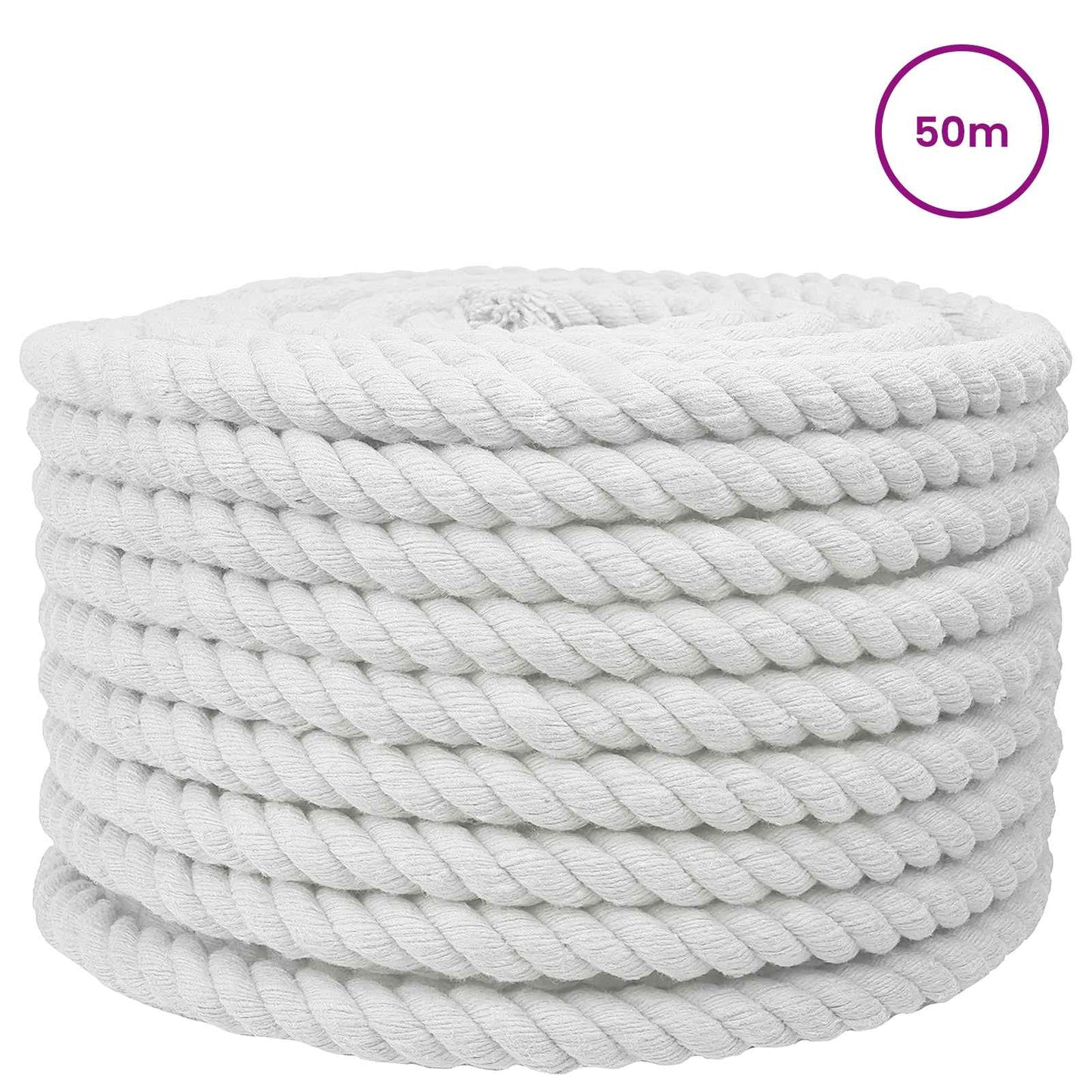 vidaXL Κωτόσχοινo 24 mm 50 m Λευκό 100% Βαμβάκι