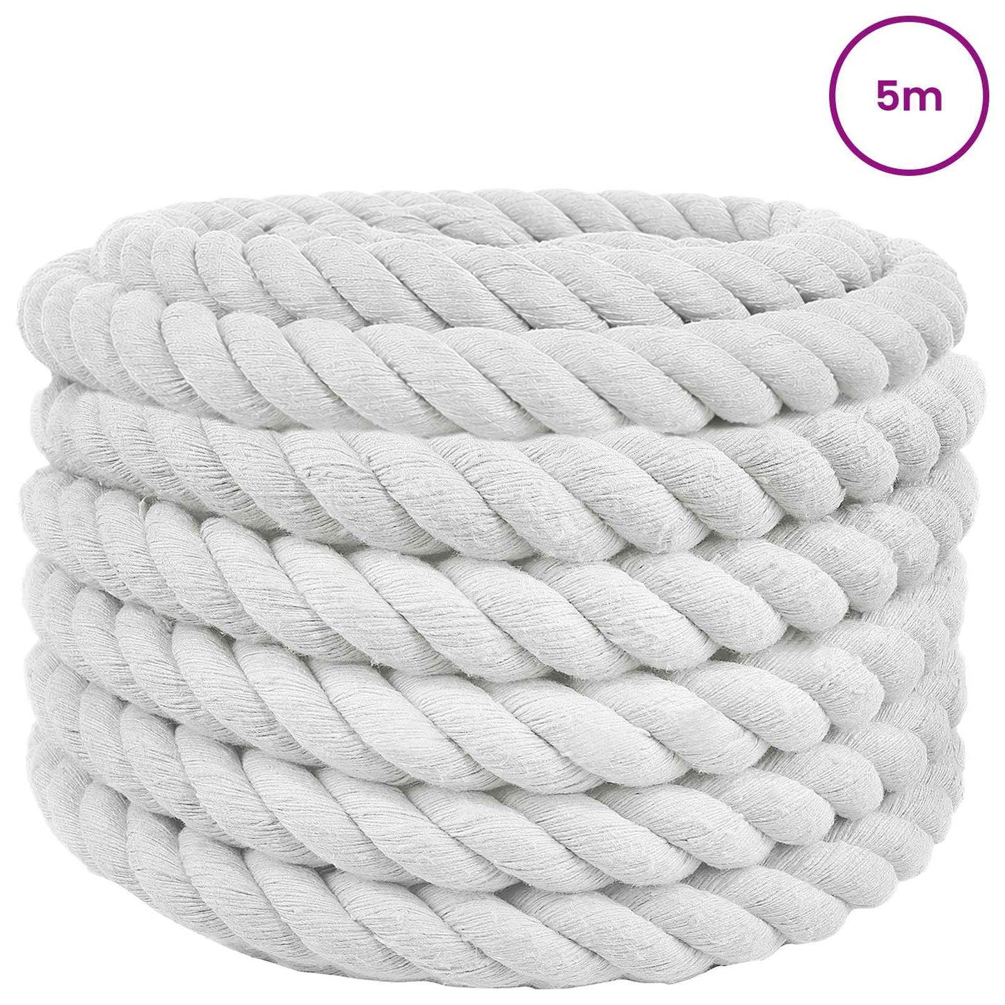 vidaXL Κωτόσχοινo 40 mm 5 m Λευκό 100% Βαμβάκι