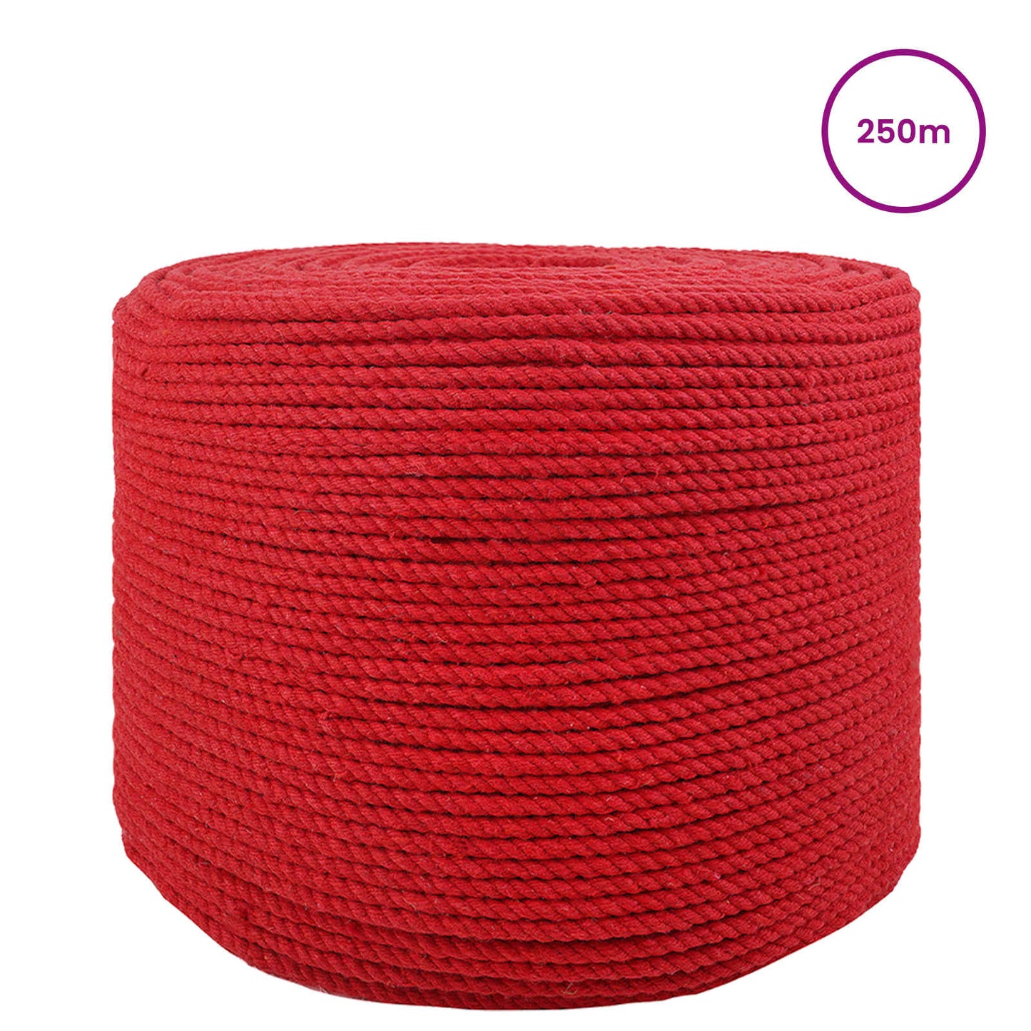 vidaXL Cotton Twine 4 mm 250 m Κόκκινο 100% Βαμβάκι