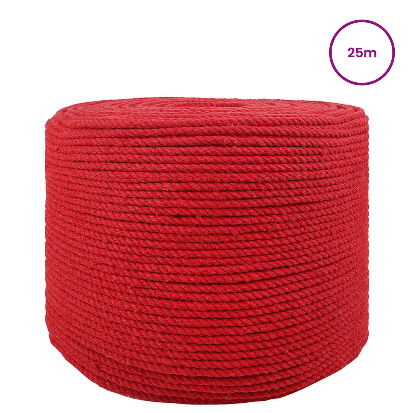 vidaXL Κωτόσχοινo 8 mm 25 m Κόκκινο 100% Βαμβάκι