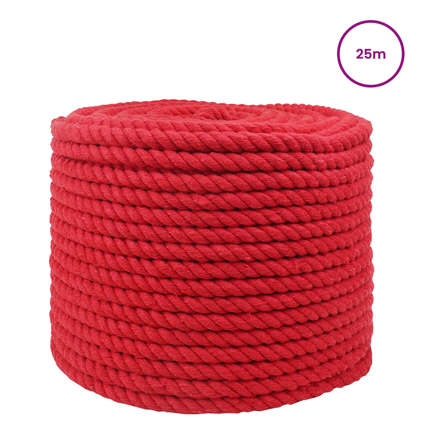 vidaXL Κωτόσχοινo 10 mm 25 m Κόκκινο 100% Βαμβάκι