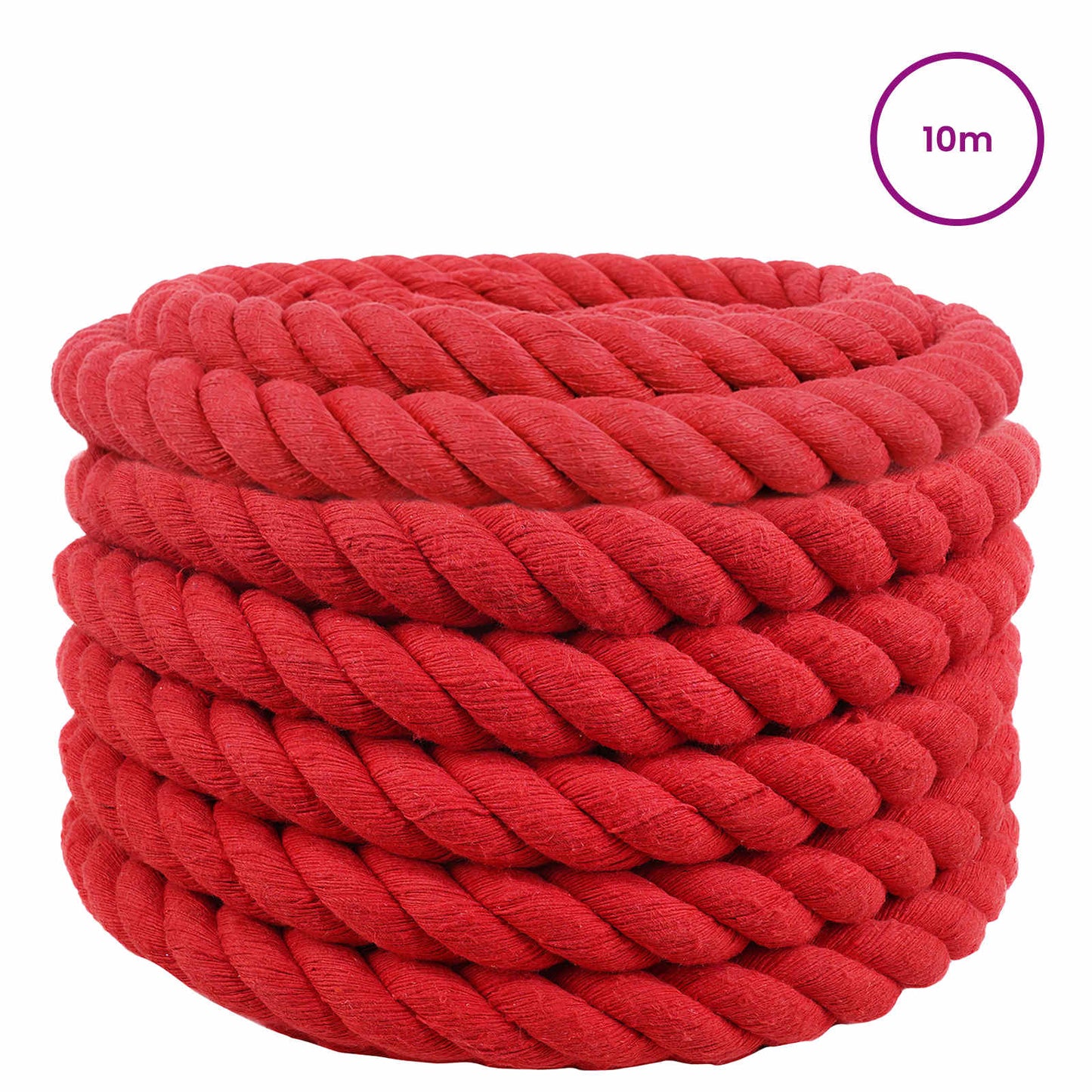 vidaXL Κωτόσχοινo 36 mm 10 m Κόκκινο 100% Βαμβάκι
