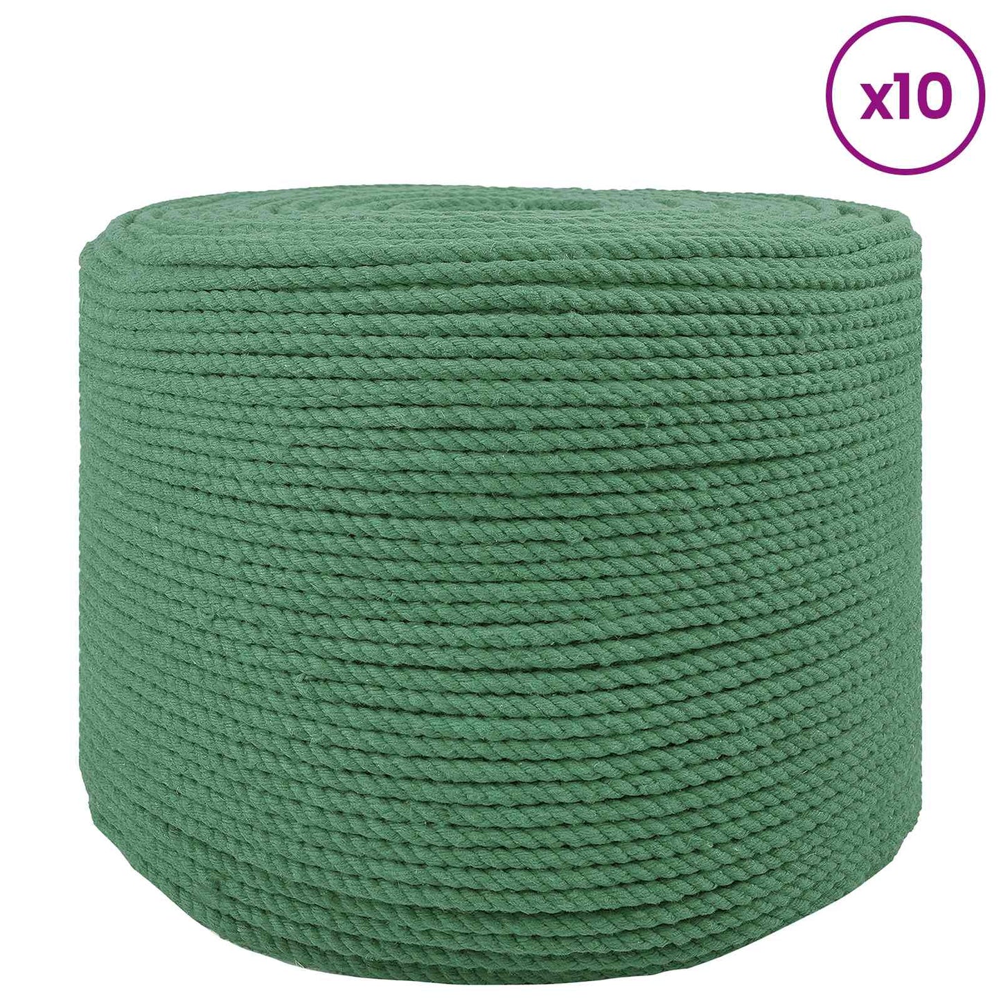 vidaXL Cotton Twine 10 τμχ. 2 mm 100 m Πράσινο 100% Βαμβάκι