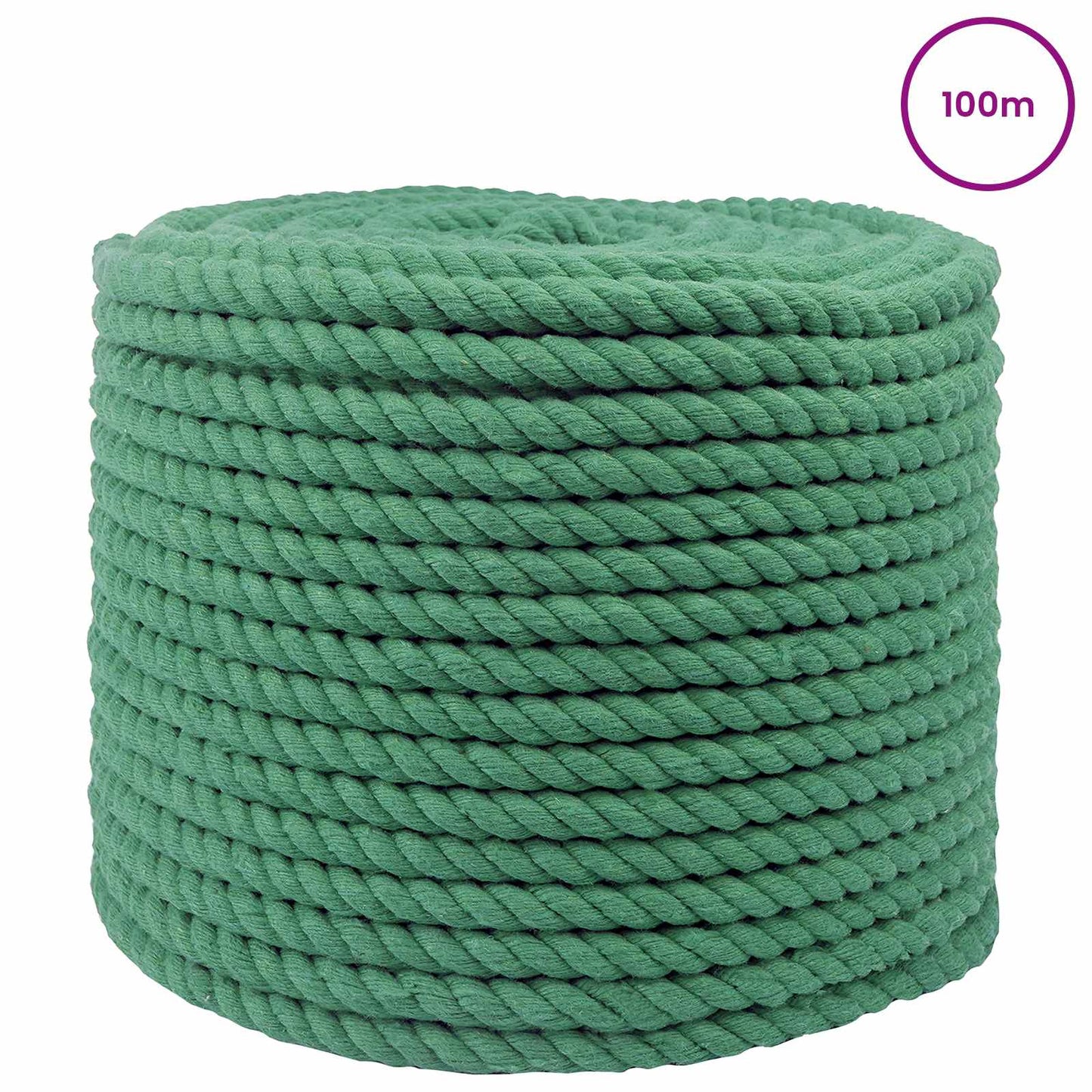 vidaXL Κωτόσχοινo 12 mm 100 m Πράσινο 100% Βαμβάκι