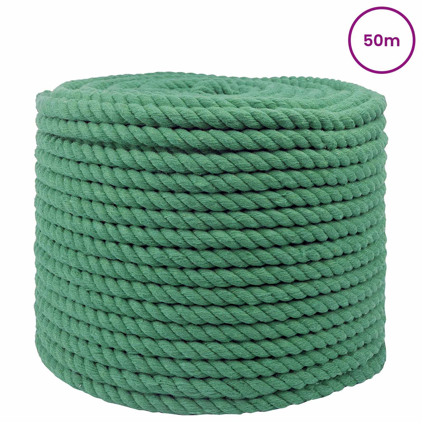 vidaXL Κωτόσχοινo 14 mm 50 m Πράσινο 100% Βαμβάκι